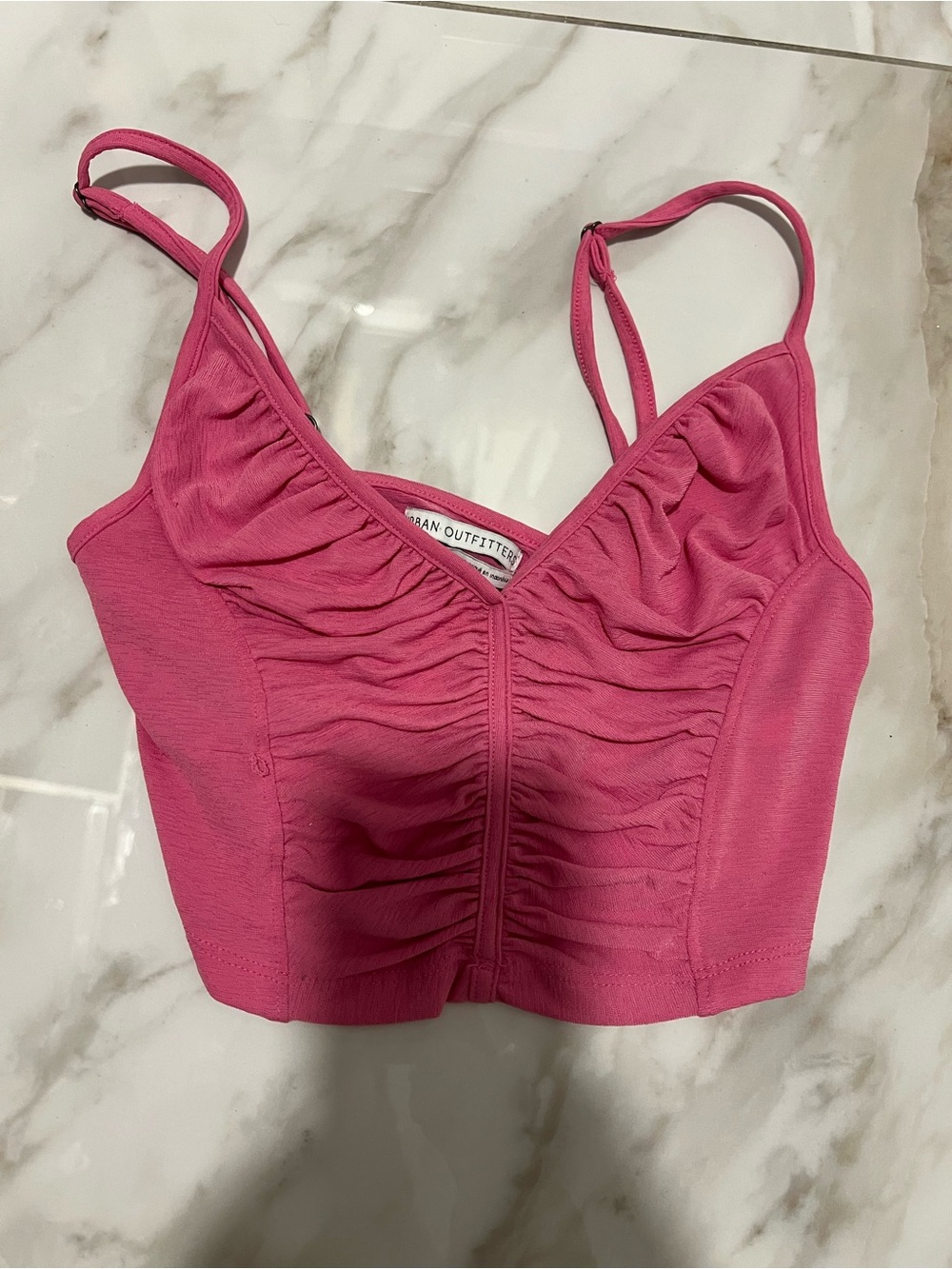 Urban Outfitters Hot Pink Ruched Crop Cami Top